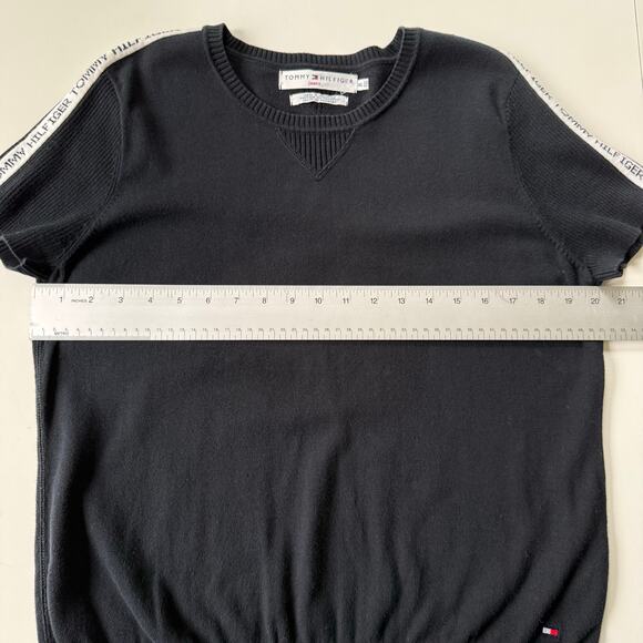 Retro Tommy Hilfiger Short Sleeve Top Logo Tape Sweater Knit Y2K Blokette Sz XL - Picture 12 of 13